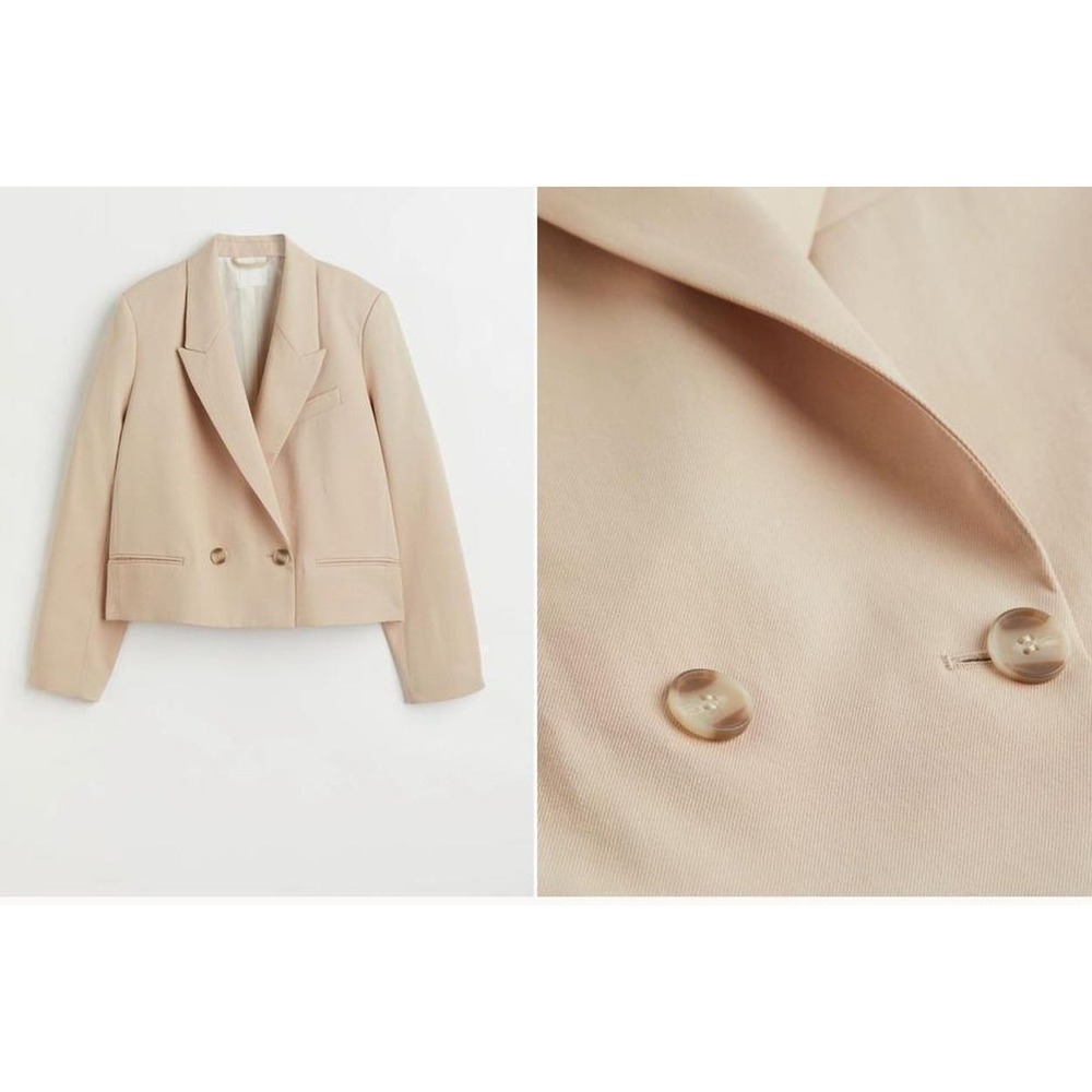 NWT H&M Conscious Womens Cropped Double Breasted Blazer Jacket M
